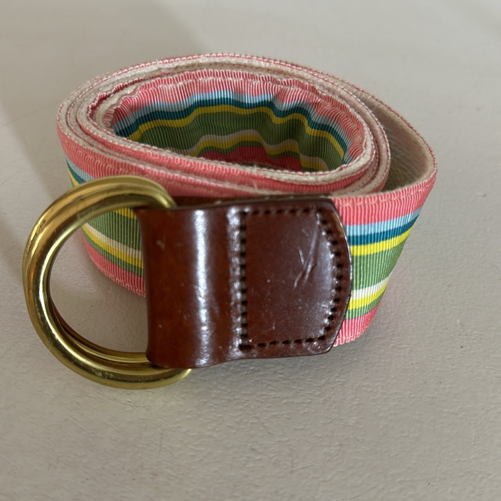 vintage ribbon leather brass belt